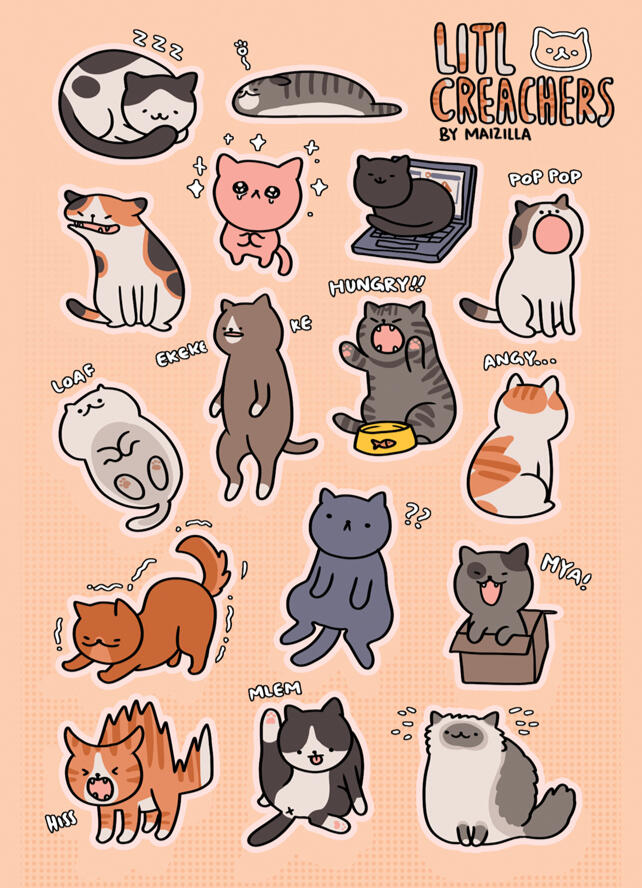 Silly Cats Sticker Sheet